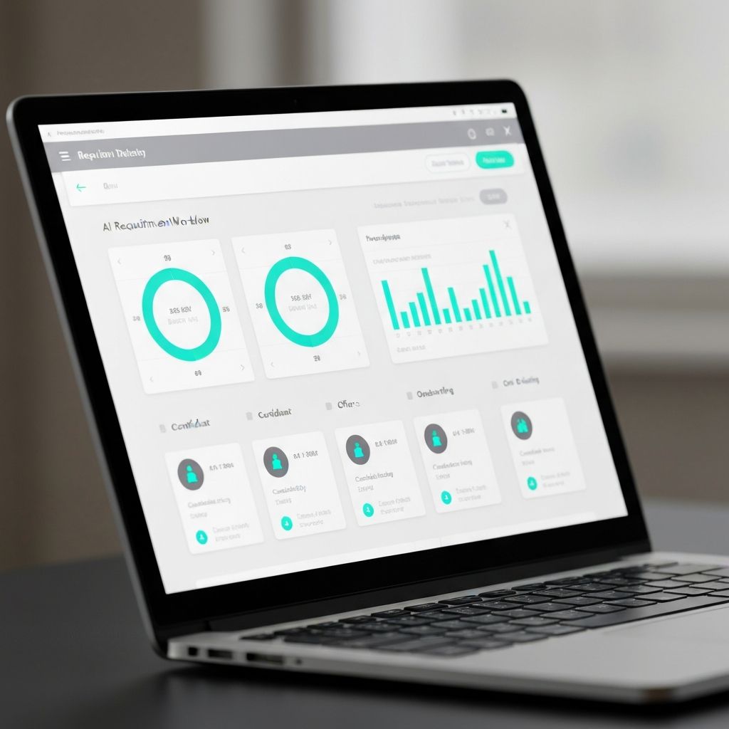 AI recruitment workflow dashboard on a laptop screen